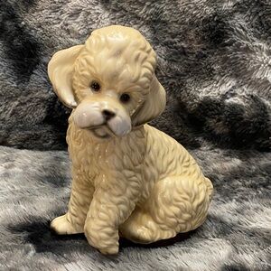 Vintage Cream Ceramic Poodle Figurine